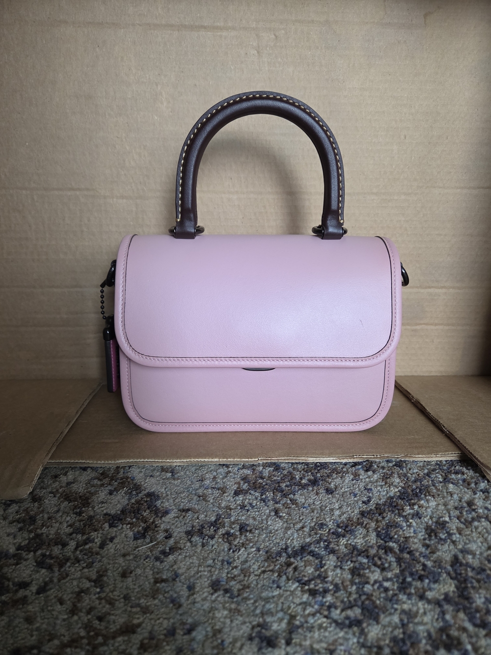 Coach Carnation Pink Rogue Top-Handle Leather Bag